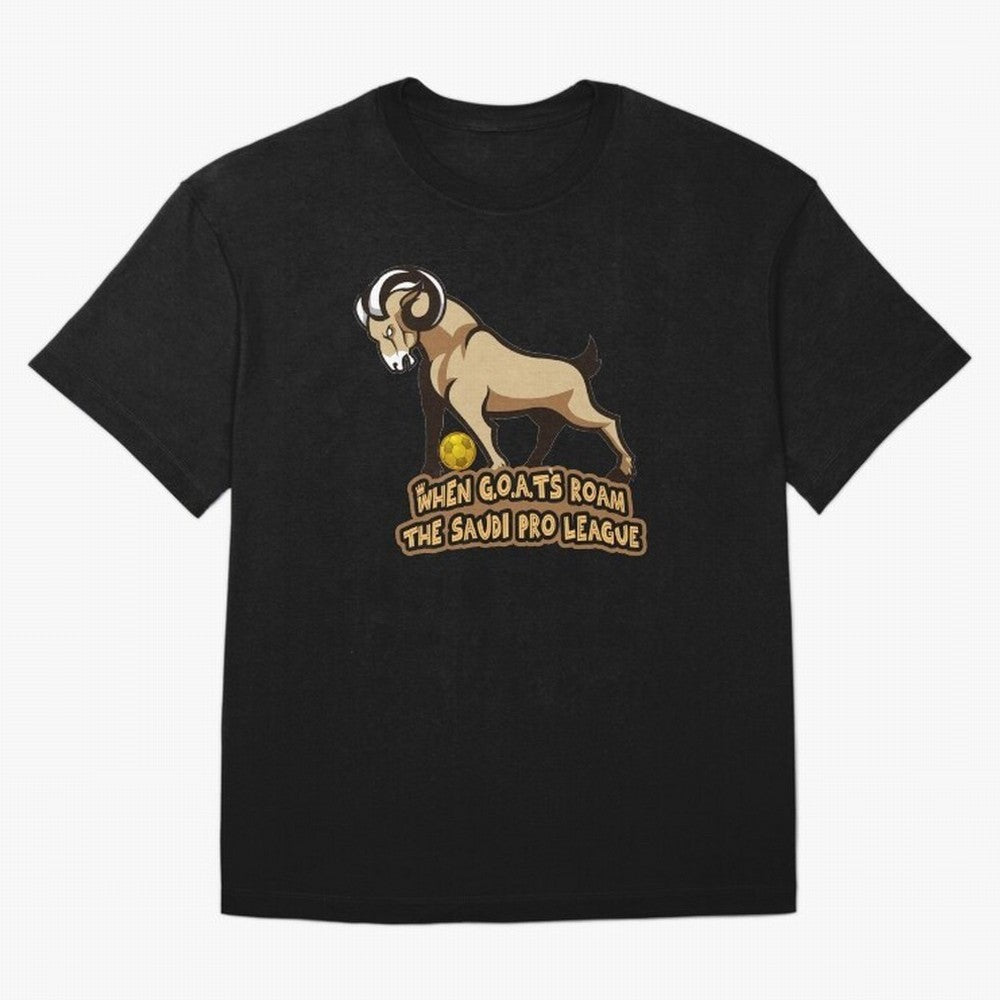 The G.O.A.T. Kings Roam the Saudi League Oversized T-Shirt Support the Legends of FIFA World Cup 2026 with Messi and Cristiano Ronaldo, England Energy, Football Passion, Legendary Performances, Festival Vibes and Supporter Community; Made for Die