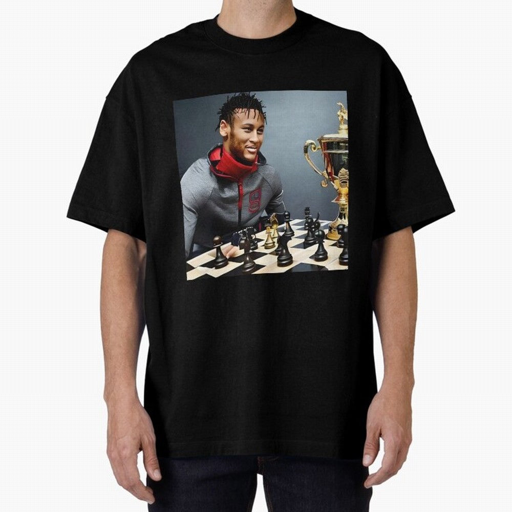 Mastermind: Neymar Playing Chess with the Championship Trophy Classic T-Shirt Share FIFA World Cup 2026 Group Stage Highlighting Mbappe, Portugal Energy, Sports Nostalgia, International Competition, Famous Players and Unforgettable Victories; Made
