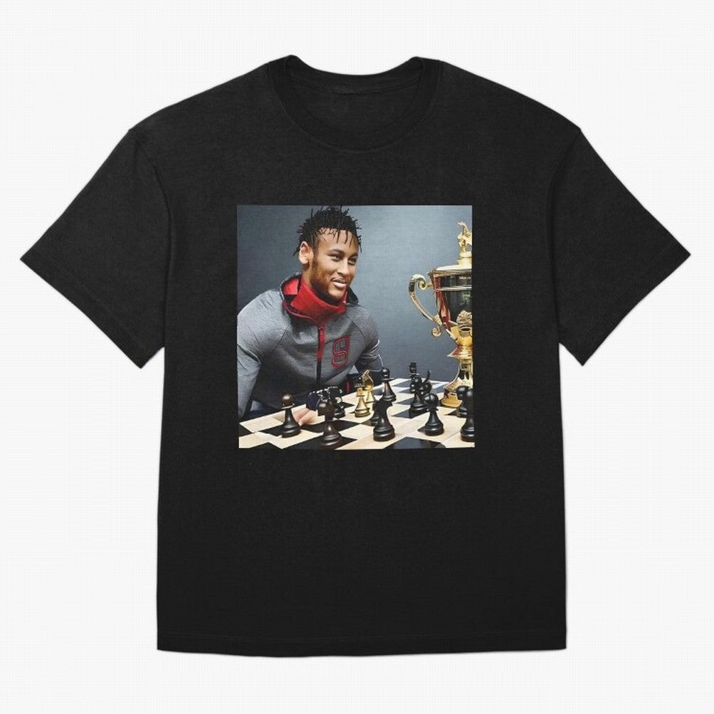 Mastermind: Neymar Playing Chess with the Championship Trophy Classic T-Shirt Share FIFA World Cup 2026 Group Stage Highlighting Mbappe, Portugal Energy, Sports Nostalgia, International Competition, Famous Players and Unforgettable Victories; Made