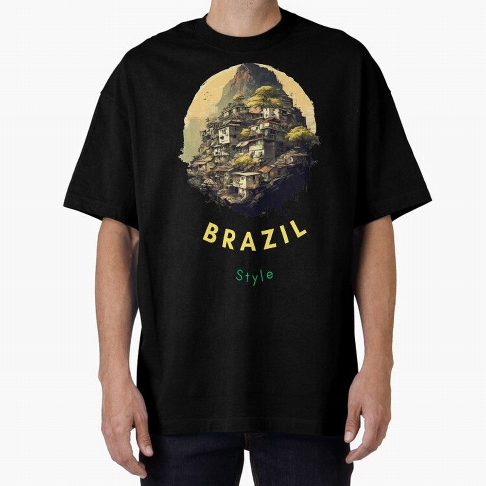 Brazil Style, Japanese Architecture Oversized T-Shirt Join FIFA World Cup 2026 Group Stage Spirit, with England, France and Netherlands, Neymar, Haaland and Cristiano Ronaldo, Retro Football Energy, Iconic Rivalries, Trophy Chase Drama and Stadium