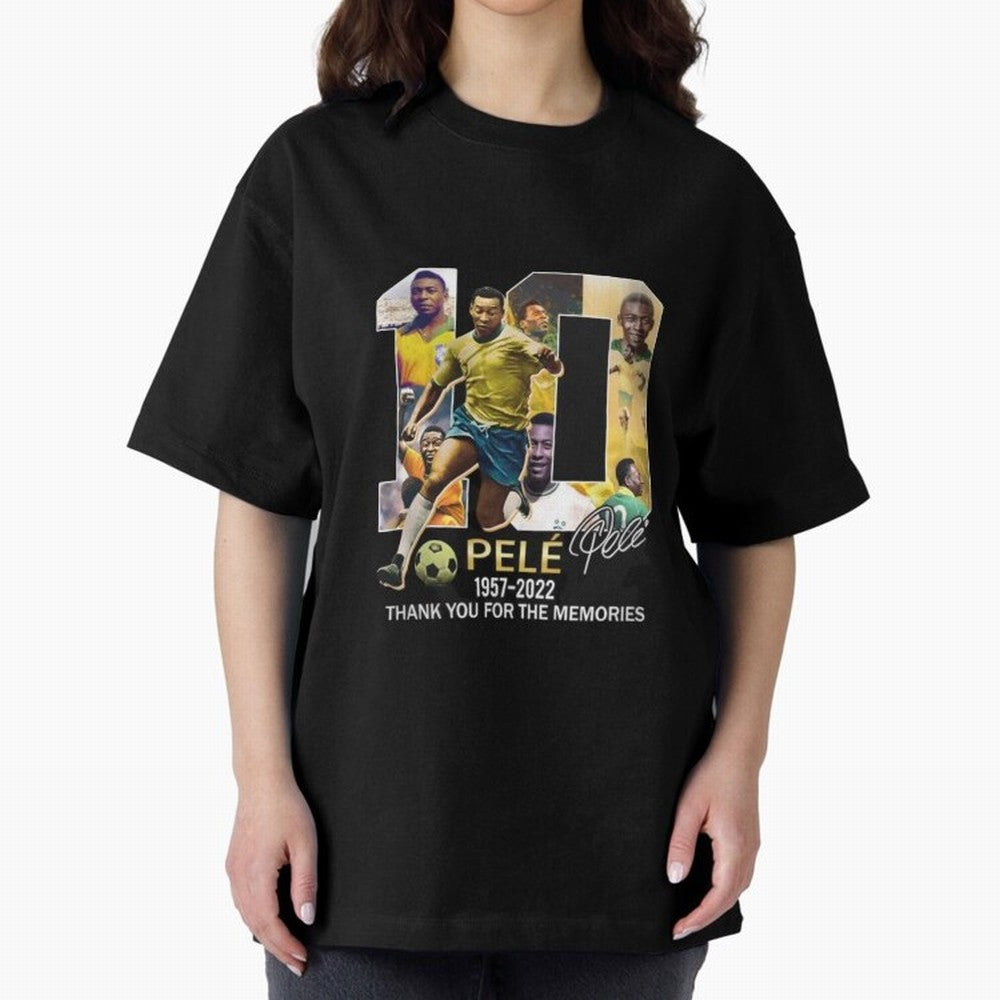 Signed Pele Shirt Oversized T-Shirt Show Match Day Excitement for the FIFA World Cup 2026 Journey through Haaland and Mbappe Highlights, France Pride, Fan Favorite Moments, National Team Passion, Big Match Drama and Soccer History; Made for