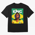 King Pele Oversized T-Shirt Show Championship Spirit for Match Day Hype around FIFA World Cup 2026 Group Stage, Neymar, Haaland and Cristiano Ronaldo, Argentina, Retro Football Energy, Iconic Rivalries, Trophy Chase Drama and Stadium Atmosphere;