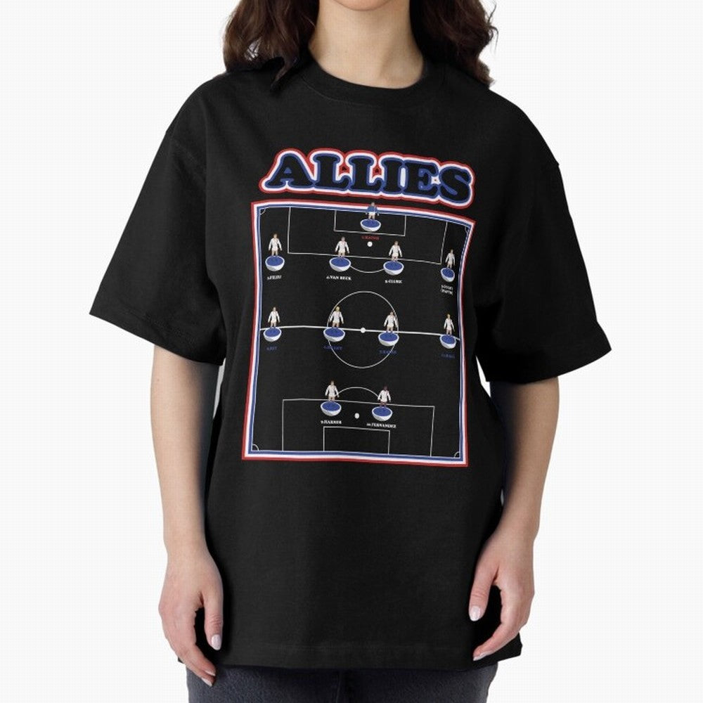 The Allies Team Line Up Oversized T-Shirt Bring World Football Passion into FIFA World Cup 2026 USA Canada Mexico Featuring Cristiano Ronaldo, England Energy, Goal Celebration Energy, Supporter Heritage, Football Icons and Worldwide Tournament Joy;