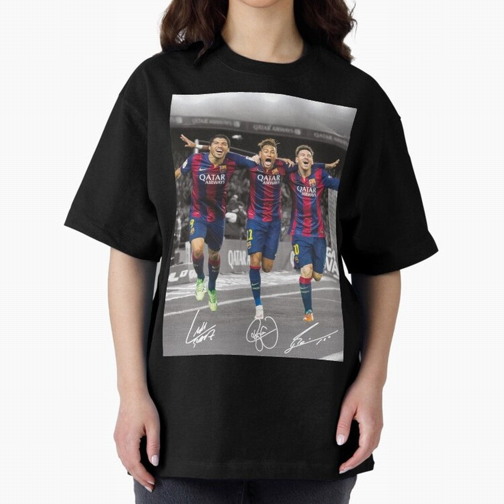 Messi Neymar Suarez Premium T-Shirt Honor Football Greatness during FIFA World Cup 2026 Spirit, Driven by Spain, Mbappe and Neymar, Sports Nostalgia, International Competition, Famous Players and Unforgettable Victories; Great for Watch Parties,