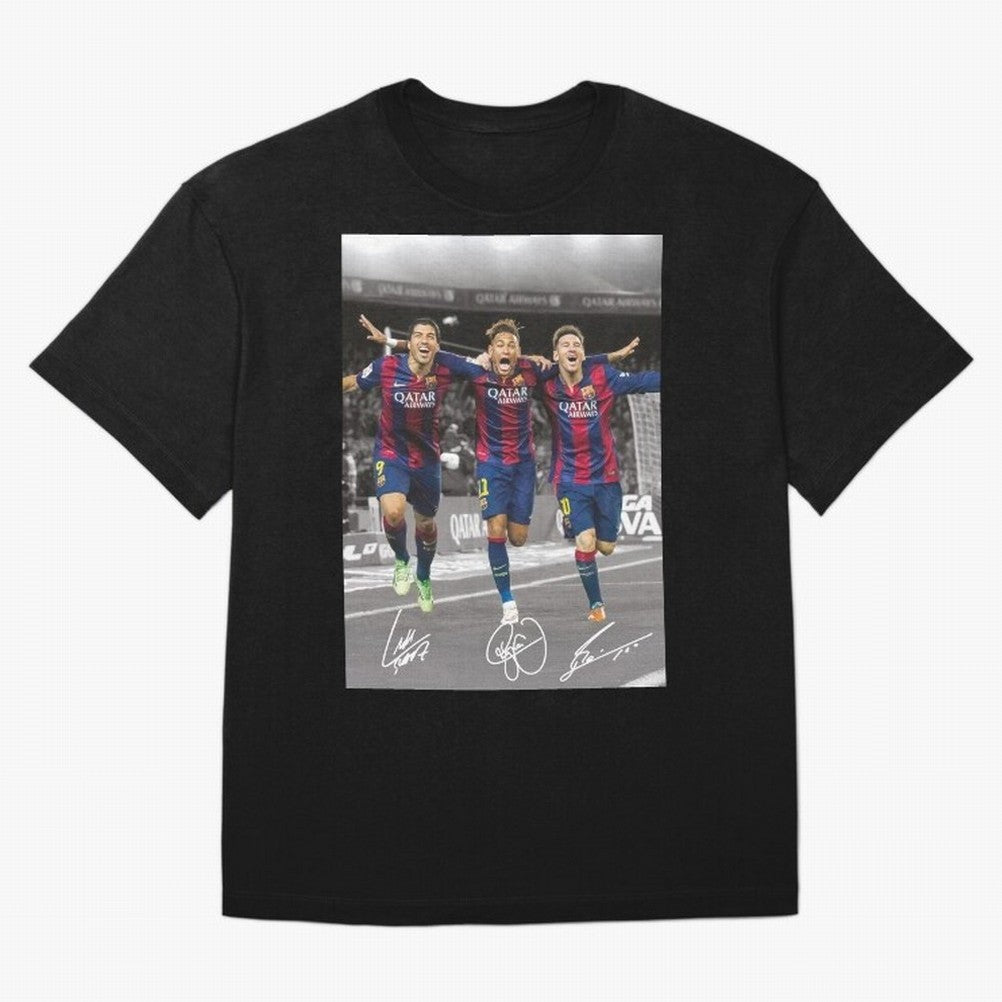 Messi Neymar Suarez Premium T-Shirt Honor Football Greatness during FIFA World Cup 2026 Spirit, Driven by Spain, Mbappe and Neymar, Sports Nostalgia, International Competition, Famous Players and Unforgettable Victories; Great for Watch Parties,