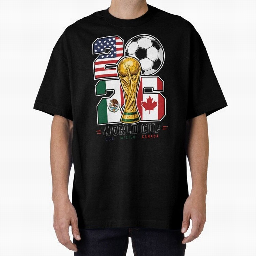 2026 Soccer World Cup Football Design Classic T-Shirt Celebrate the Stars of FIFA World Cup 2026 USA Canada Mexico Spirit, with Argentina and Brazil, Messi, CR7 and Mbappe, Sports Nostalgia, International Competition, Famous Players and