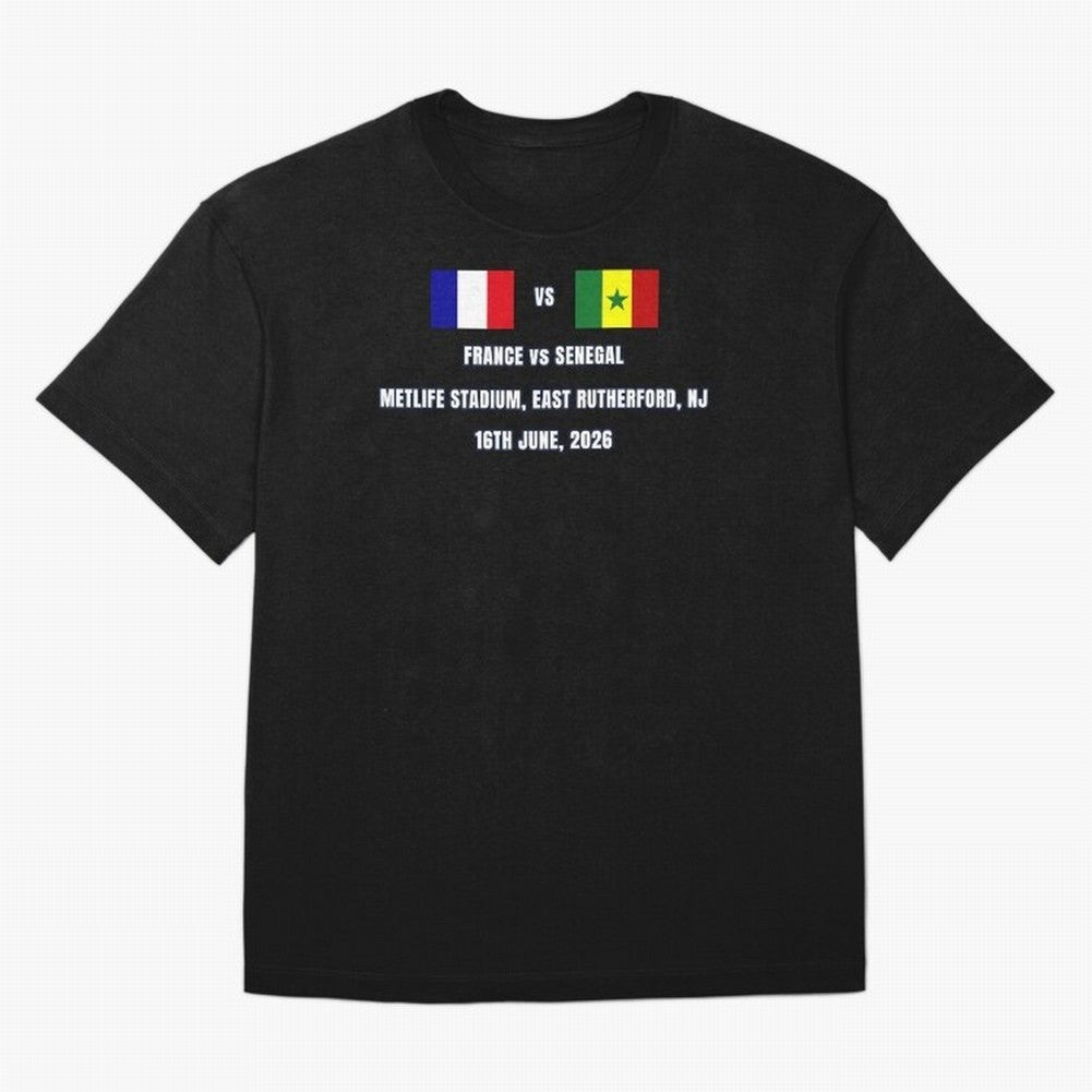 France vs Senegal 16 June 2026 ¨C Football Match Design East Rutherford Classic T-Shirt Show Support during FIFA World Cup 2026 Group Stage for Fans of Messi, Neymar and Mbappe and Brazil, Bringing Championship Spirit, Famous Goals, Roaring Crowds