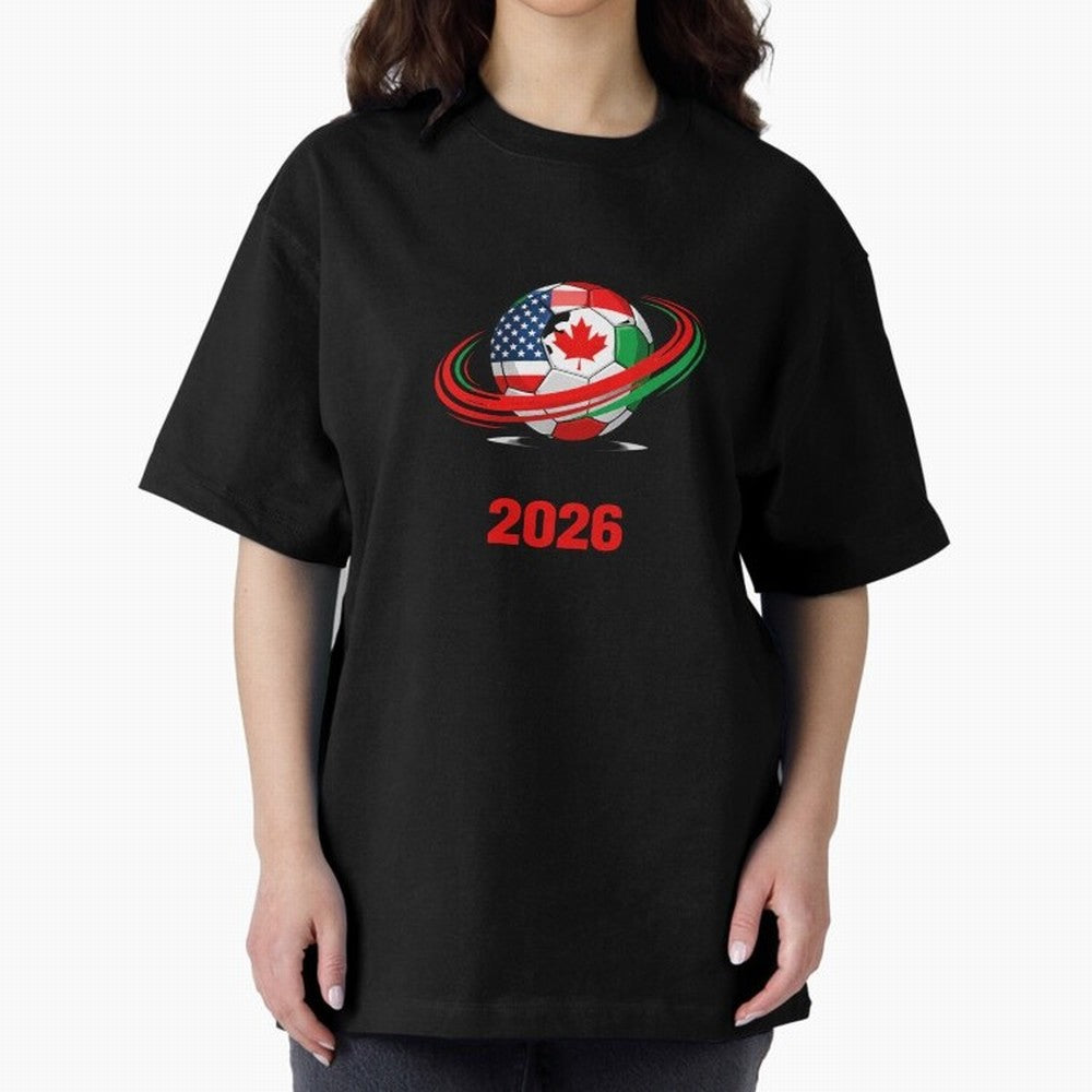 World Cup 2026, Soccer Ball, USA Canada Mexico Football Classic T-Shirt Follow the Road to FIFA World Cup 2026 Group Stage Spirit, Filled with Portugal, Spain and Germany, Mbappe and Neymar, Football History, Final Match Energy, Crowd Noise and