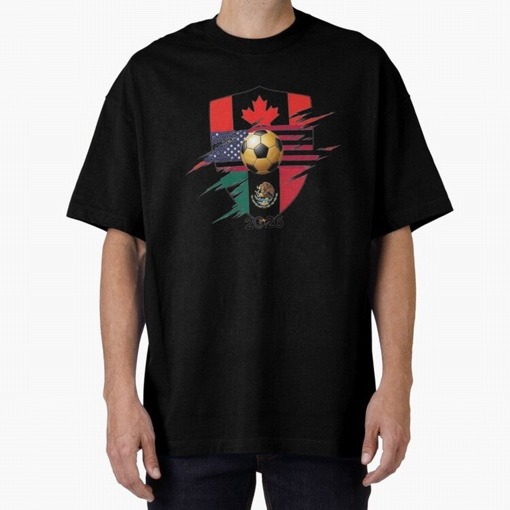 Golden Soccer Ball 2026 Host Nations Emblem Classic T-Shirt Represent the Passion of Match Day Hype around FIFA World Cup 2026 Group Stage, Mbappe and Neymar, Brazil, Portugal and Argentina, Classic Soccer Heritage, Championship Pressure, Fan