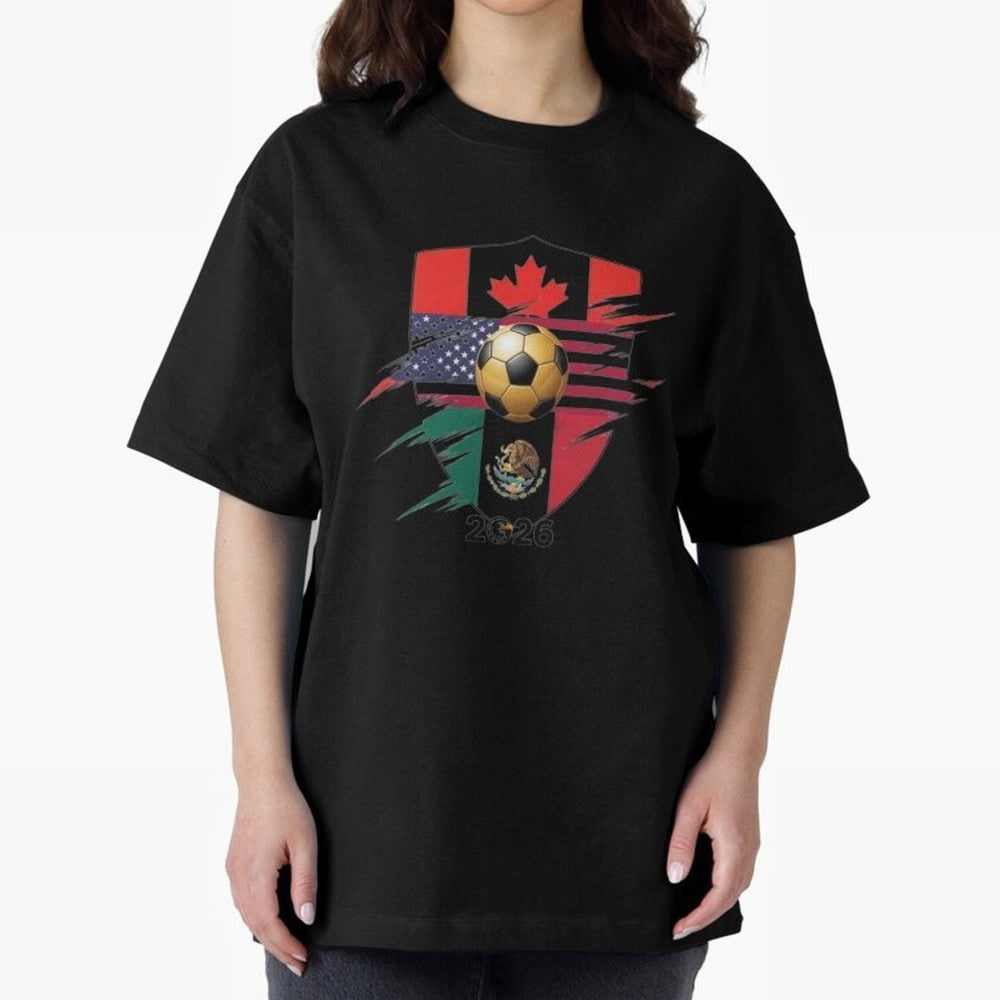 Golden Soccer Ball 2026 Host Nations Emblem Classic T-Shirt Represent the Passion of Match Day Hype around FIFA World Cup 2026 Group Stage, Mbappe and Neymar, Brazil, Portugal and Argentina, Classic Soccer Heritage, Championship Pressure, Fan