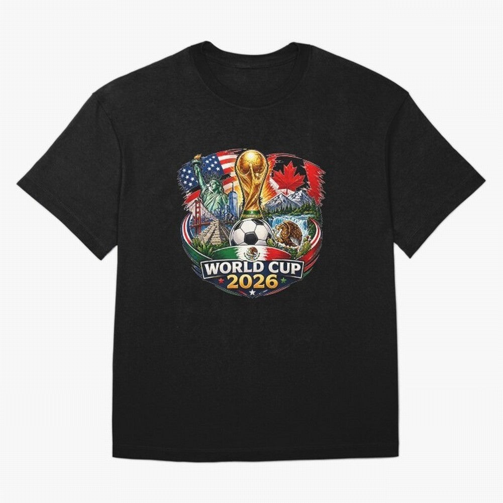 World Football 2026 USA Canada Mexico ¨C Soccer Fan Design Retro Travel Style Classic T-Shirt Step into Global Football Passion for FIFA World Cup 2026 USA Canada Mexico, Featuring Neymar, Germany, Football Festival Excitement, Trophy Ambitions,