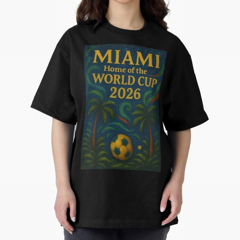 Miami Home of the World Cup 2026 Soccer Fan Poster ¡ª Tropical Art Print Classic T-Shirt Bring Stadium Energy to the FIFA World Cup 2026 Group Stage Journey through Mbappe Highlights, Argentina and Brazil Pride, Vintage Soccer Flavor, Modern