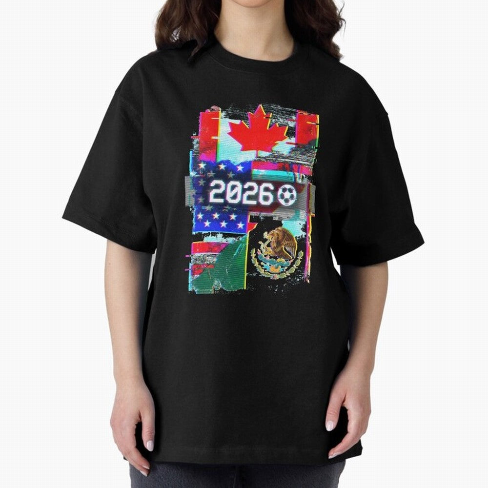 Glitched United 2026 - North America Tournament Emblem Classic T-Shirt Follow the Road to FIFA World Cup 2026 Featuring Cristiano Ronaldo, Haaland and CR7, England, France and Netherlands Energy, Goal Celebration Energy, Supporter Heritage,
