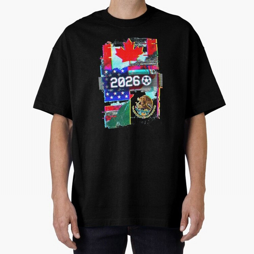 Glitched United 2026 - North America Tournament Emblem Classic T-Shirt Follow the Road to FIFA World Cup 2026 Featuring Cristiano Ronaldo, Haaland and CR7, England, France and Netherlands Energy, Goal Celebration Energy, Supporter Heritage,