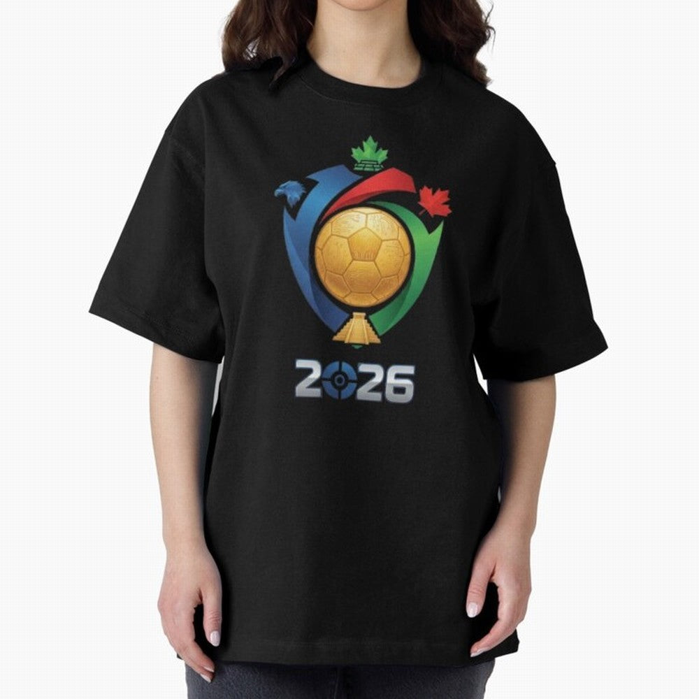Golden Soccer Ball 2026 Host Nations Emblem Classic T-Shirt Unlock FIFA World Cup 2026 USA Canada Mexico for Fans of Messi, Neymar and Mbappe and Germany, Bringing Champion Mindset, Group Stage Buzz, Knockout Tension and Passionate Fan Culture;