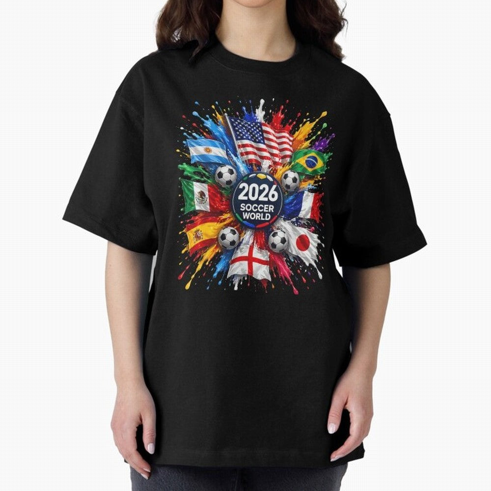 2026 Soccer World Championship Global Flags Paint Splash Sports Fan Graphic Classic T-Shirt Join Match Day Hype around FIFA World Cup 2026, Cristiano Ronaldo, Argentina, Football History, Final Match Energy, Crowd Noise and Once in a Lifetime