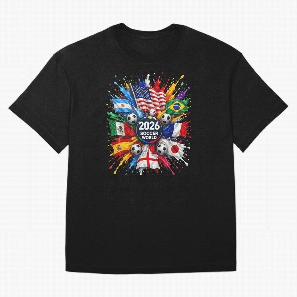 2026 Soccer World Championship Global Flags Paint Splash Sports Fan Graphic Classic T-Shirt Join Match Day Hype around FIFA World Cup 2026, Cristiano Ronaldo, Argentina, Football History, Final Match Energy, Crowd Noise and Once in a Lifetime