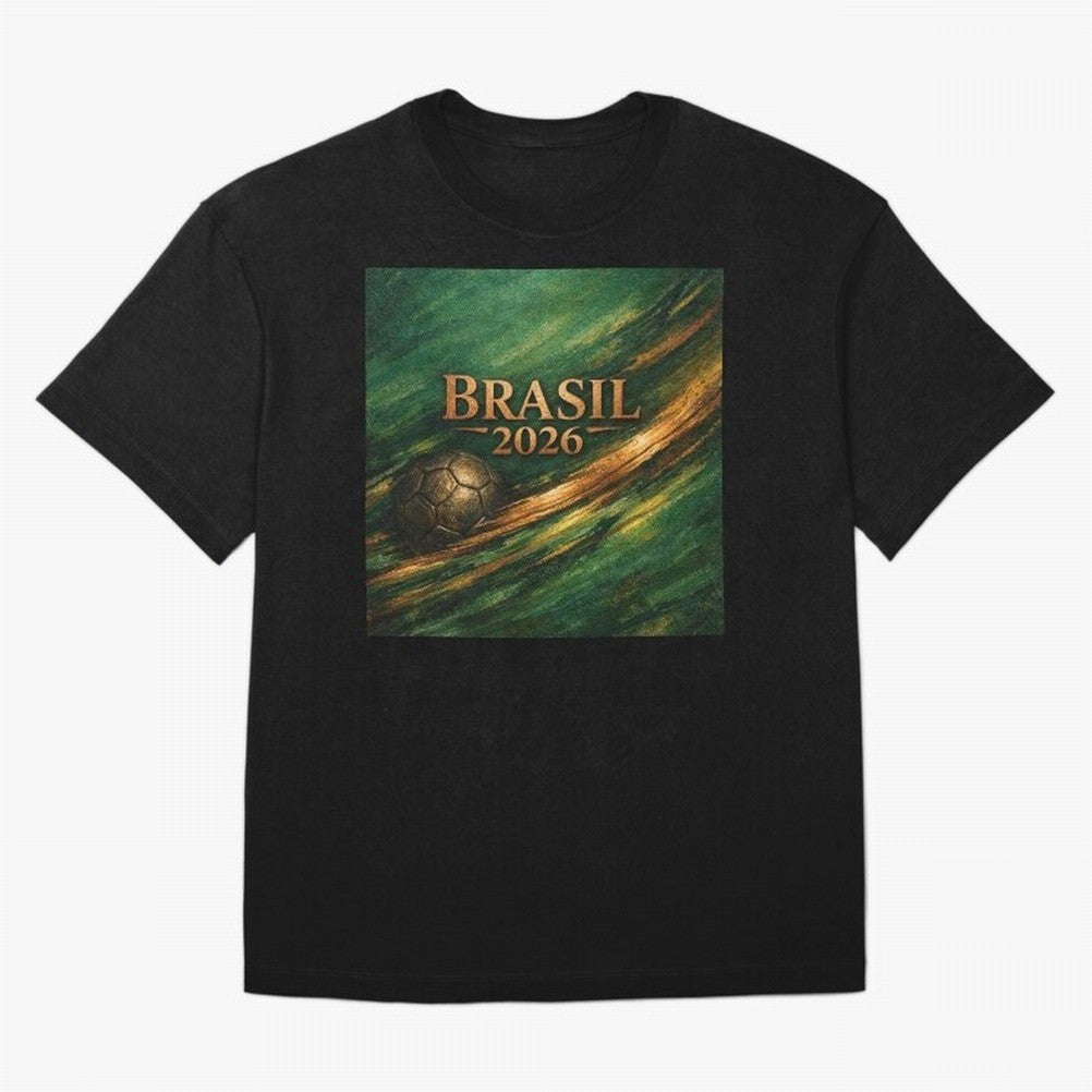 Brasil 2026 Soccer Theme Gold - Elegance Classic T-Shirt Represent the Passion of Global Football Passion for FIFA World Cup 2026 USA Canada Mexico, Highlighting Neymar, Brazil, Goal Celebration Energy, Supporter Heritage, Football Icons and