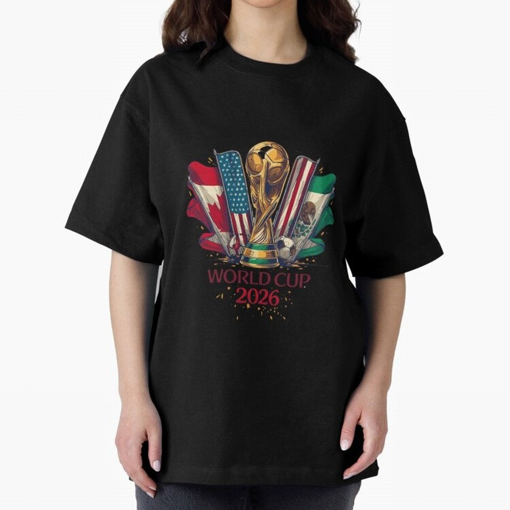 Host Trio Flags Banner Trophy Classic T-Shirt Elevate FIFA World Cup 2026 for Fans of Mbappe and Neymar and Brazil, Bringing Goal Celebration Energy, Supporter Heritage, Football Icons and Worldwide Tournament Joy; Ideal for Passionate Fans Who