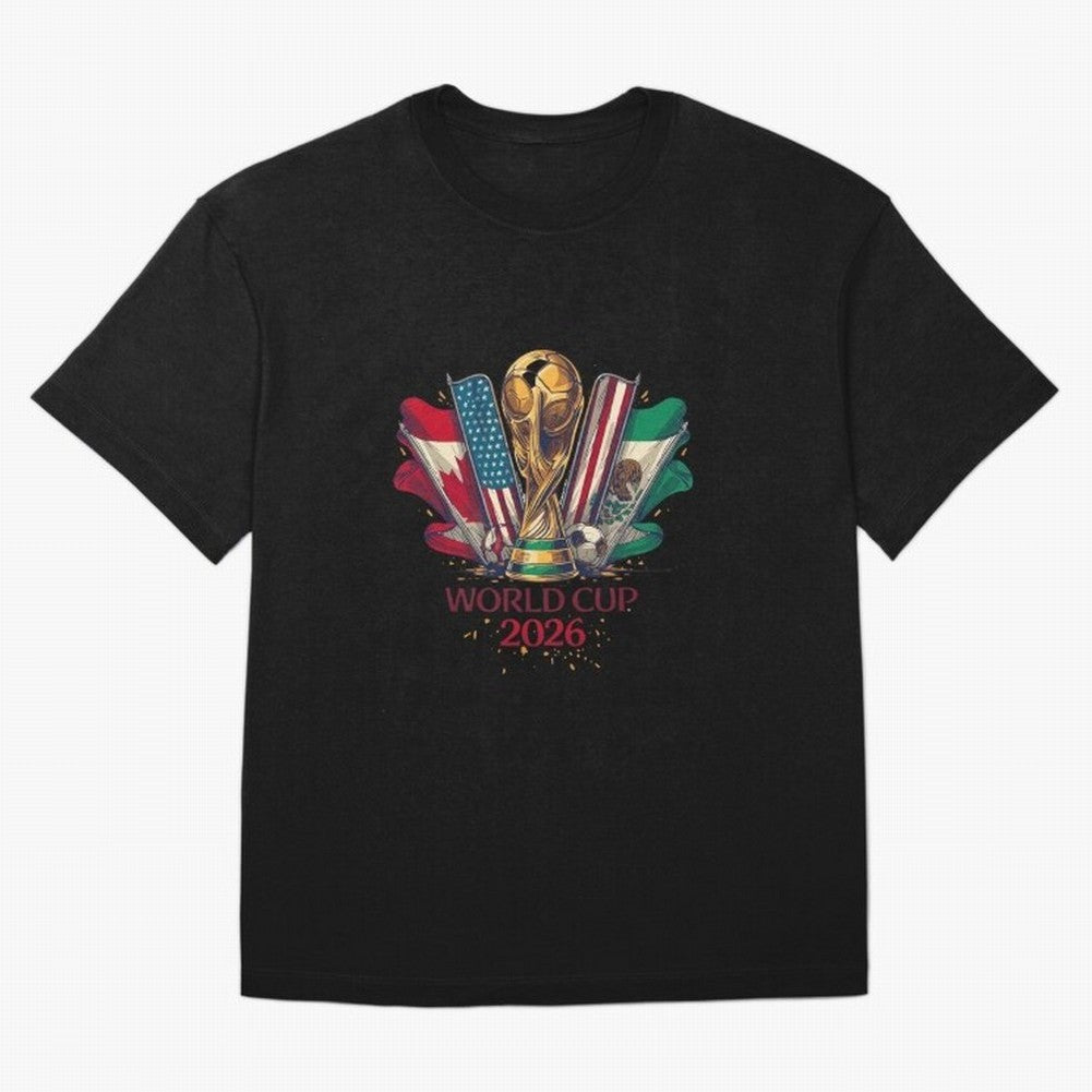 Host Trio Flags Banner Trophy Classic T-Shirt Elevate FIFA World Cup 2026 for Fans of Mbappe and Neymar and Brazil, Bringing Goal Celebration Energy, Supporter Heritage, Football Icons and Worldwide Tournament Joy; Ideal for Passionate Fans Who