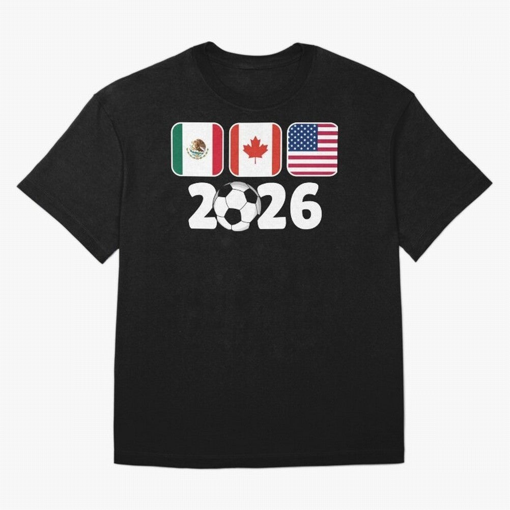 2026 World Cup North America Emblem Retro Classic T-Shirt Celebrate Global Football Passion for FIFA World Cup 2026 USA Canada Mexico, Centered on Messi, England, Worldwide Fan Energy, Dramatic Goals, Stadium Lights and Championship Celebrations;