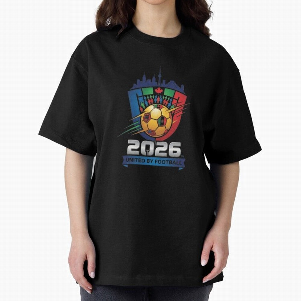 2026 World Cup United by Football Shield Emblem with Skyline Classic T-Shirt Celebrate Global Football Passion for FIFA World Cup 2026 USA Canada Mexico, Centered on CR7, Brazil, Portugal and Argentina, Game Day Rituals, Football Legends, Country
