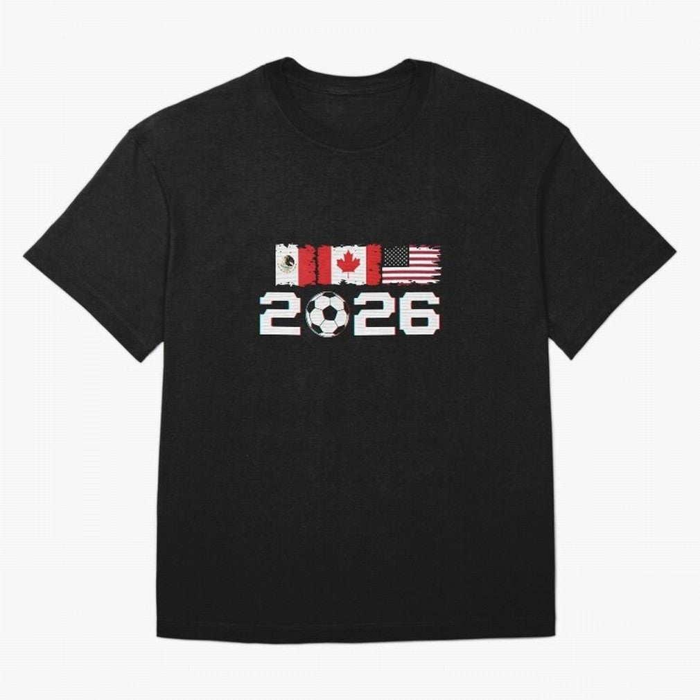 Glitched United 2026 Cup - North America Emblem Part 2 T-Shirt_82924673 Classic T-Shirt Cheer through Every Moment of FIFA World Cup 2026 USA Canada Mexico Spirit, Connected to Netherlands, Cristiano Ronaldo, Worldwide Fan Energy, Dramatic Goals,