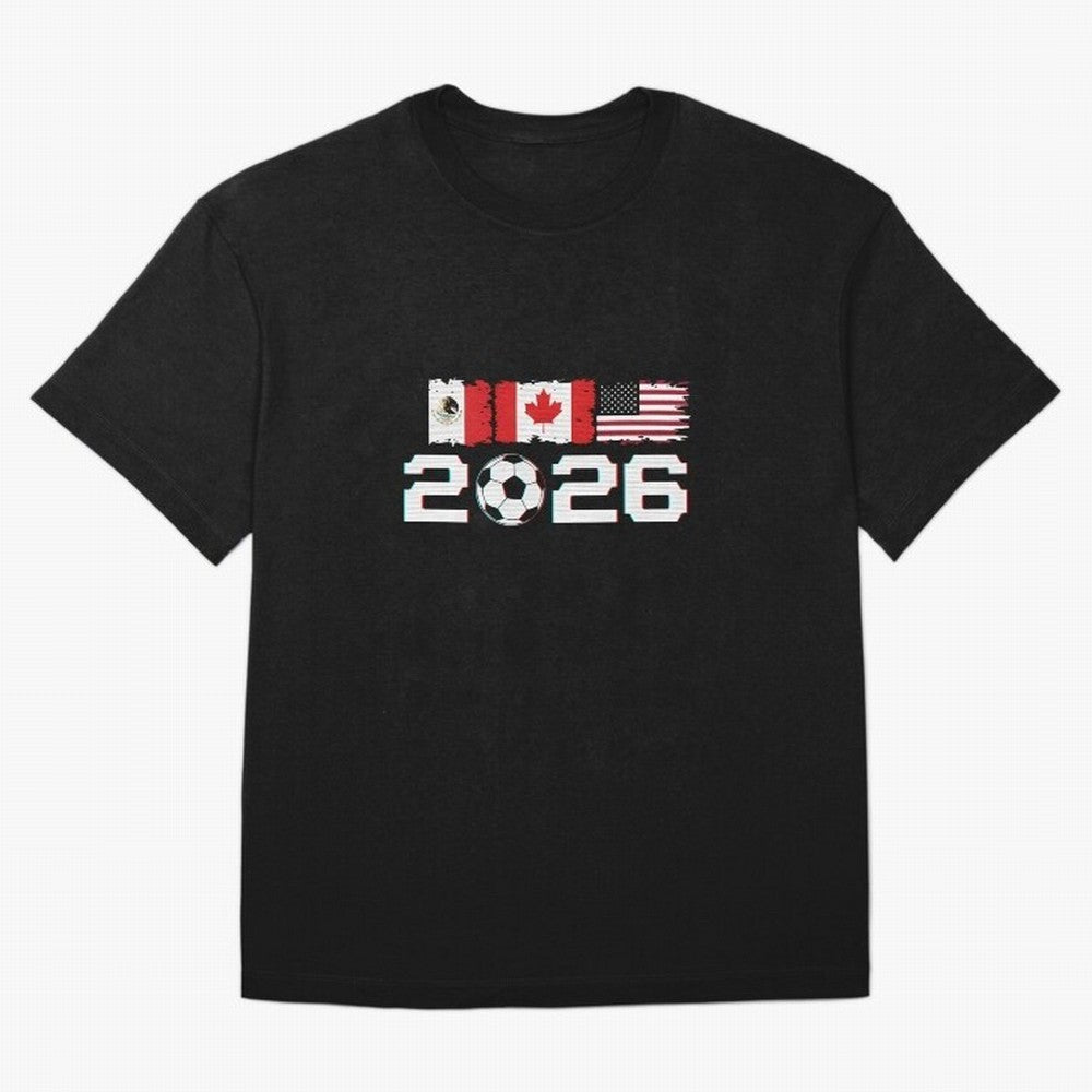Glitched United 2026 Cup - North America Emblem Part 2 T-Shirt_82924673 Classic T-Shirt Celebrate the Magic of Global Football Passion for FIFA World Cup 2026, Celebrating Cristiano Ronaldo, Spain, Supporter Pride, Iconic Celebrations, Legendary