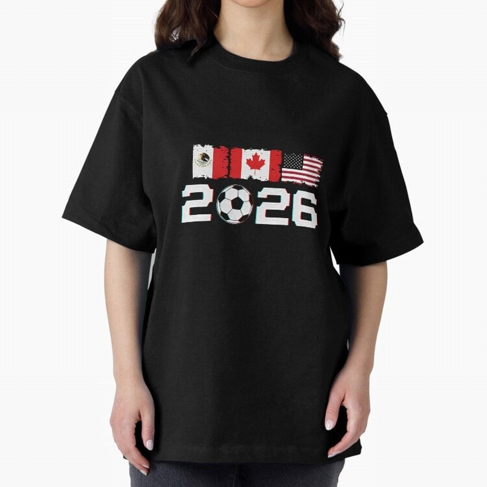 Glitched United 2026 Cup - North America Emblem Part 2 T-Shirt_82924673 Classic T-Shirt Follow the Final Road of the FIFA World Cup 2026 Journey through Cristiano Ronaldo Highlights, Brazil, Portugal and Argentina Pride, Stadium Memories, Football