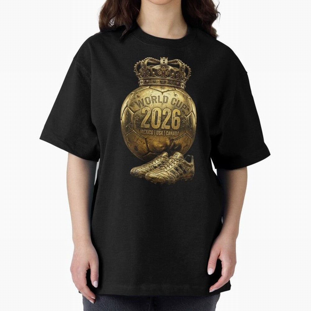 World Cup 2026 Golden Soccer Ball Crown- Mexico USA Canada Classic T-Shirt Celebrate Classic Football Spirit in Global Football Passion for FIFA World Cup 2026 Group Stage, Centered on Messi, Neymar and Mbappe, Argentina, Classic Soccer Heritage,