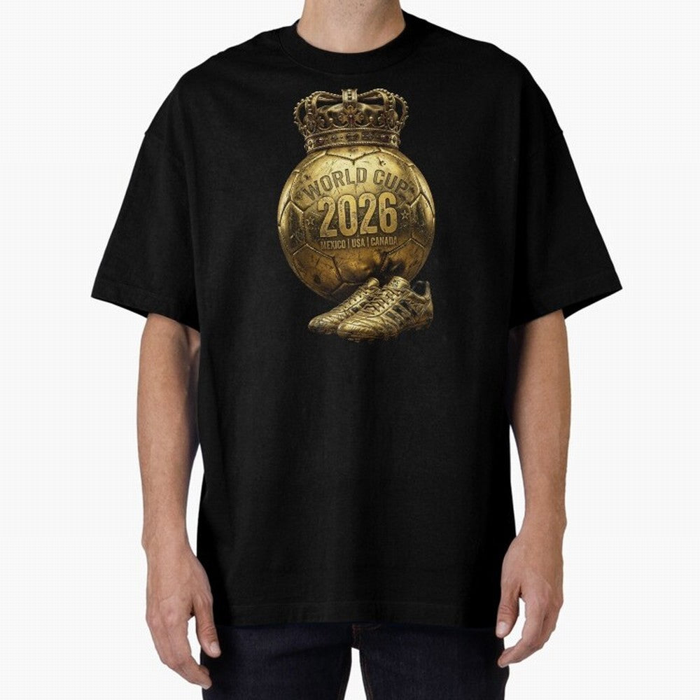 World Cup 2026 Golden Soccer Ball Crown- Mexico USA Canada Classic T-Shirt Celebrate Classic Football Spirit in Global Football Passion for FIFA World Cup 2026 Group Stage, Centered on Messi, Neymar and Mbappe, Argentina, Classic Soccer Heritage,
