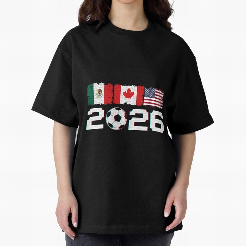 Glitched United 2026 Cup North America Emblem Part Classic T-Shirt Capture the FIFA World Cup 2026 Group Stage Journey through Haaland and Mbappe Highlights, Argentina and Brazil Pride, Worldwide Fan Energy, Dramatic Goals, Stadium Lights and