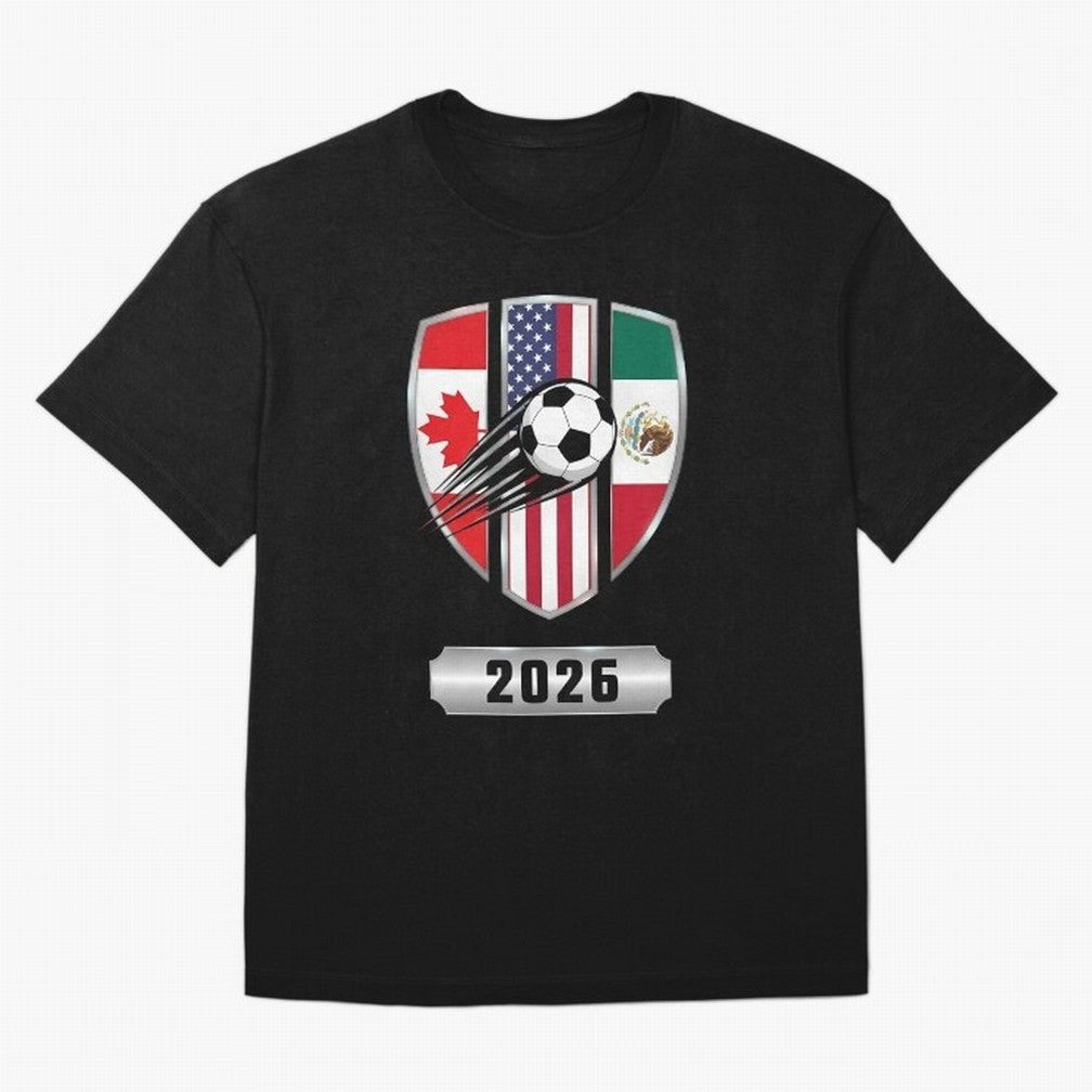 North United America Shield 2026 Cup Classic T-Shirt Follow FIFA World Cup 2026 Spirit, Highlighting Germany, Neymar, Haaland and Cristiano Ronaldo, Goal Celebration Energy, Supporter Heritage, Football Icons and Worldwide Tournament Joy; Made for