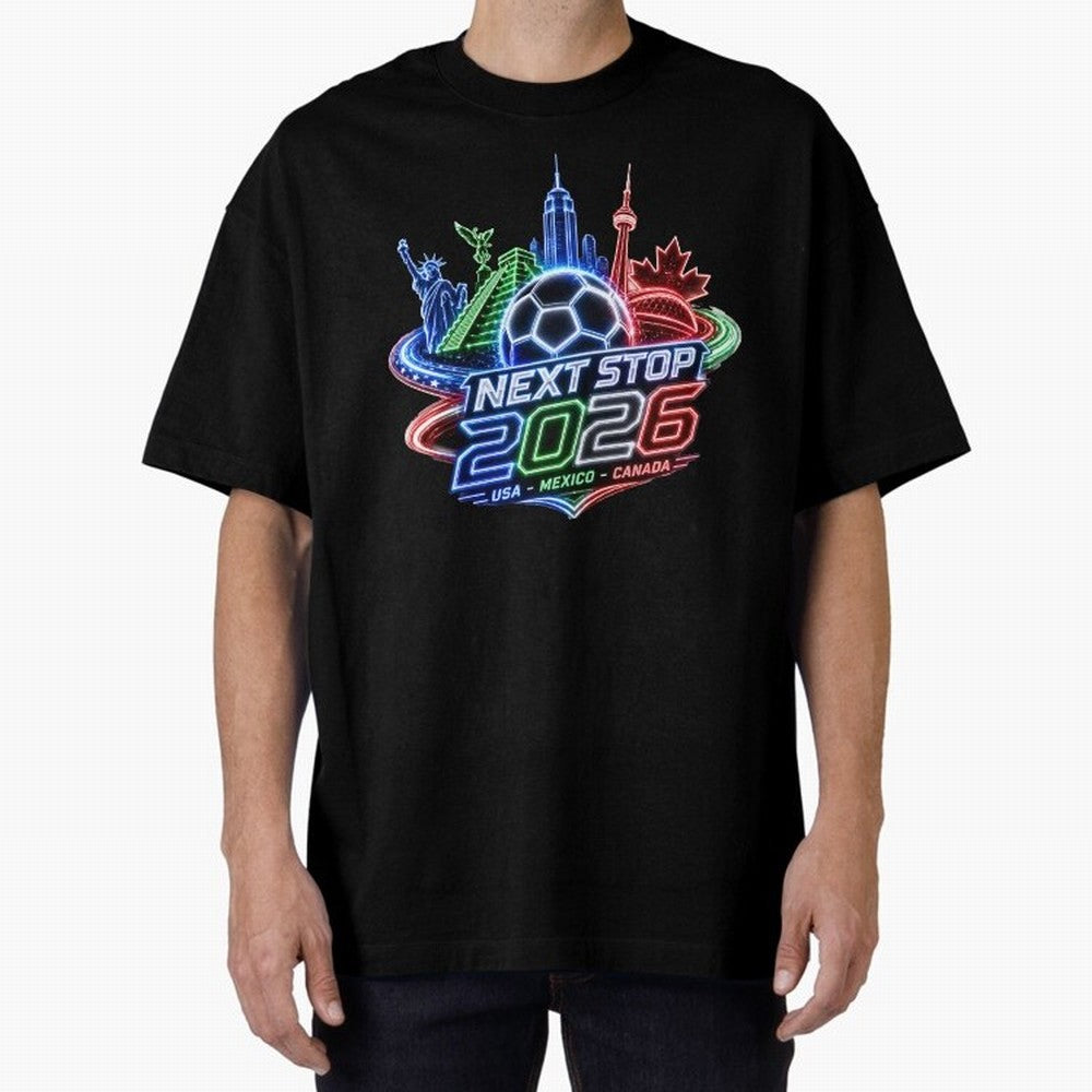 Next Stop 2026 USA Mexico Canada Neon Soccer Emblem Classic T-Shirt Bring Match Day Fire to FIFA World Cup 2026 Group Stage Spirit, Made for Spain, Haaland, Football Passion, Legendary Performances, Festival Vibes and Supporter Community; Ideal for