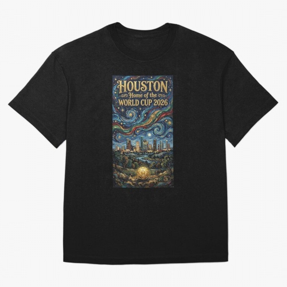 Houston Starry Night Skyline World Cup 2026 Soccer Poster ¡ª Van Gogh Fine Art Print Classic T-Shirt Carry National Pride through FIFA World Cup 2026 USA Canada Mexico Spirit, with Argentina, Cristiano Ronaldo, Match Day Excitement, Supporter
