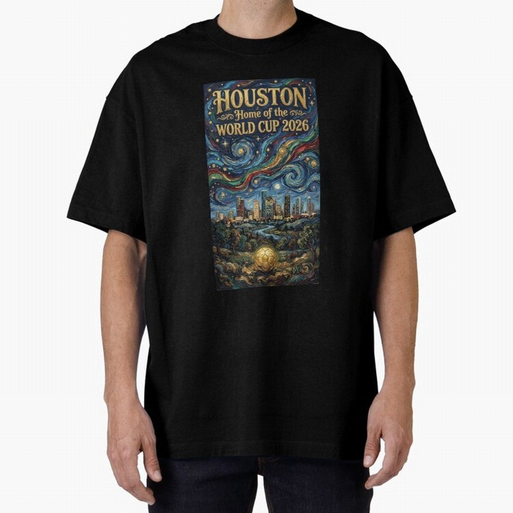 Houston Starry Night Skyline World Cup 2026 Soccer Poster ¡ª Van Gogh Fine Art Print Classic T-Shirt Carry National Pride through FIFA World Cup 2026 USA Canada Mexico Spirit, with Argentina, Cristiano Ronaldo, Match Day Excitement, Supporter
