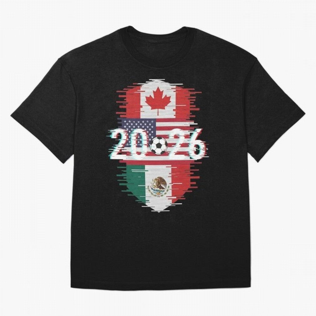 Glitched United 2026 - North America Emblem Classic T-Shirt Celebrate Supporters United by the FIFA World Cup 2026 Group Stage Journey through Haaland and Mbappe Highlights, Spain Pride, Soccer Culture, Superstar Moments, National Team Dreams and