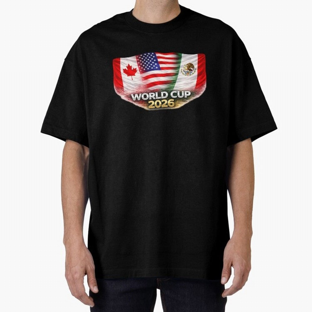 World Cup 2026 North America Flags Design ¨C USA Canada Mexico Soccer Fan Graphic Classic T-Shirt Show Fan Pride Across FIFA World Cup 2026 USA Canada Mexico Celebrating Messi, Neymar and Mbappe, Argentina, France and Brazil Energy, Football