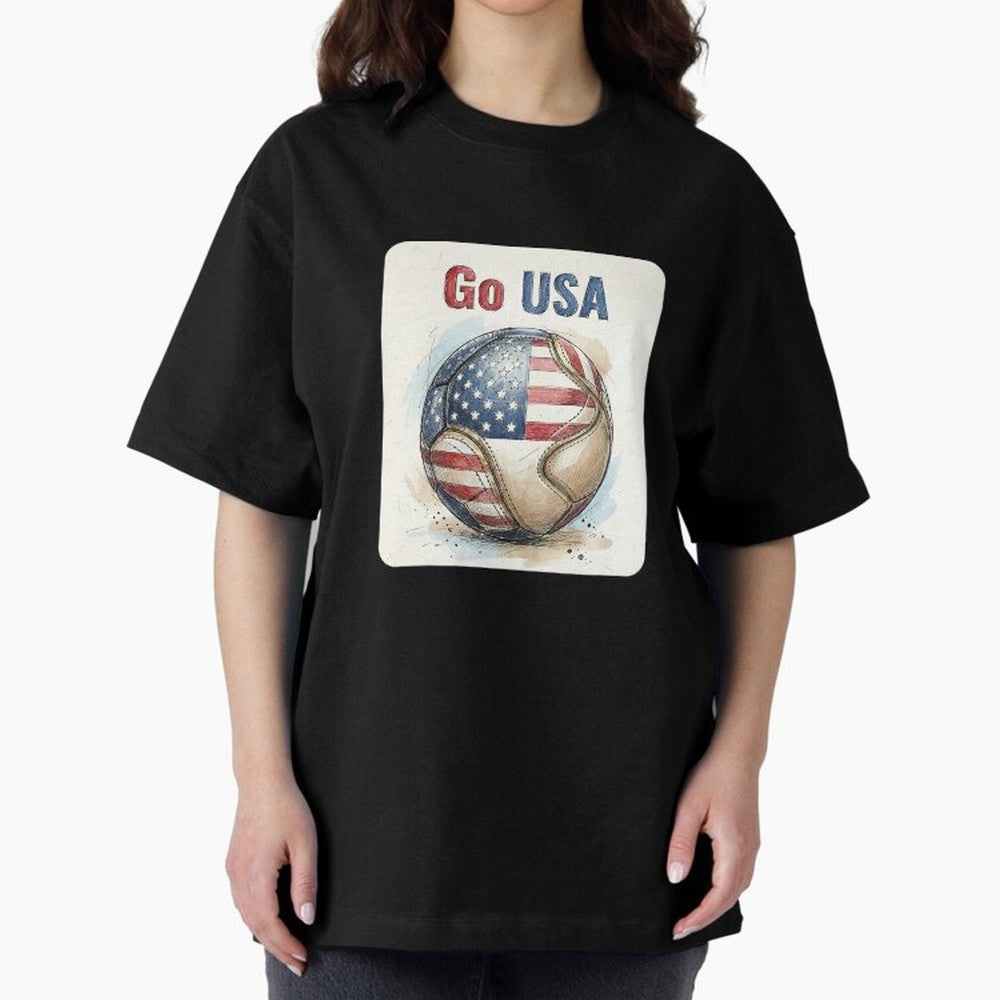 Go USA Soccer Ball Flag | American Football Fan Graphic Tee Classic T-Shirt Create FIFA World Cup 2026 Centered on Messi, CR7 and Mbappe, Portugal Energy, Football Festival Excitement, Trophy Ambitions, Country Rivalries and Star Player Buzz;