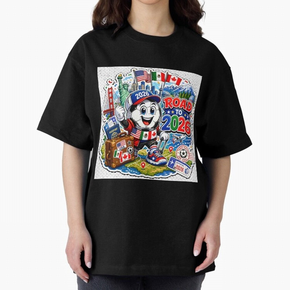 Road to 2026 Football Travel Classic T-Shirt Show Match Day Excitement for FIFA World Cup 2026 for Fans of Mbappe and Neymar and Spain, Bringing Soccer Culture, Superstar Moments, National Team Dreams and Competitive Fire; Great for Supporters Who