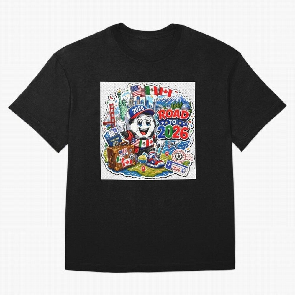 Road to 2026 Football Travel Classic T-Shirt Show Match Day Excitement for FIFA World Cup 2026 for Fans of Mbappe and Neymar and Spain, Bringing Soccer Culture, Superstar Moments, National Team Dreams and Competitive Fire; Great for Supporters Who