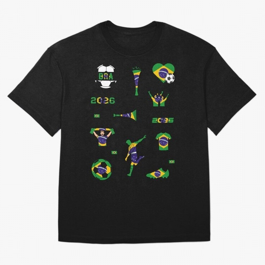 Brazil 2026 Soccer Collection Classic T-Shirt Feel Match Day Hype around FIFA World Cup 2026 USA Canada Mexico, Neymar, Portugal, Spain and Germany, Global Supporter Spirit, Legendary Goals, National Colors and Tournament Celebration; Ideal for