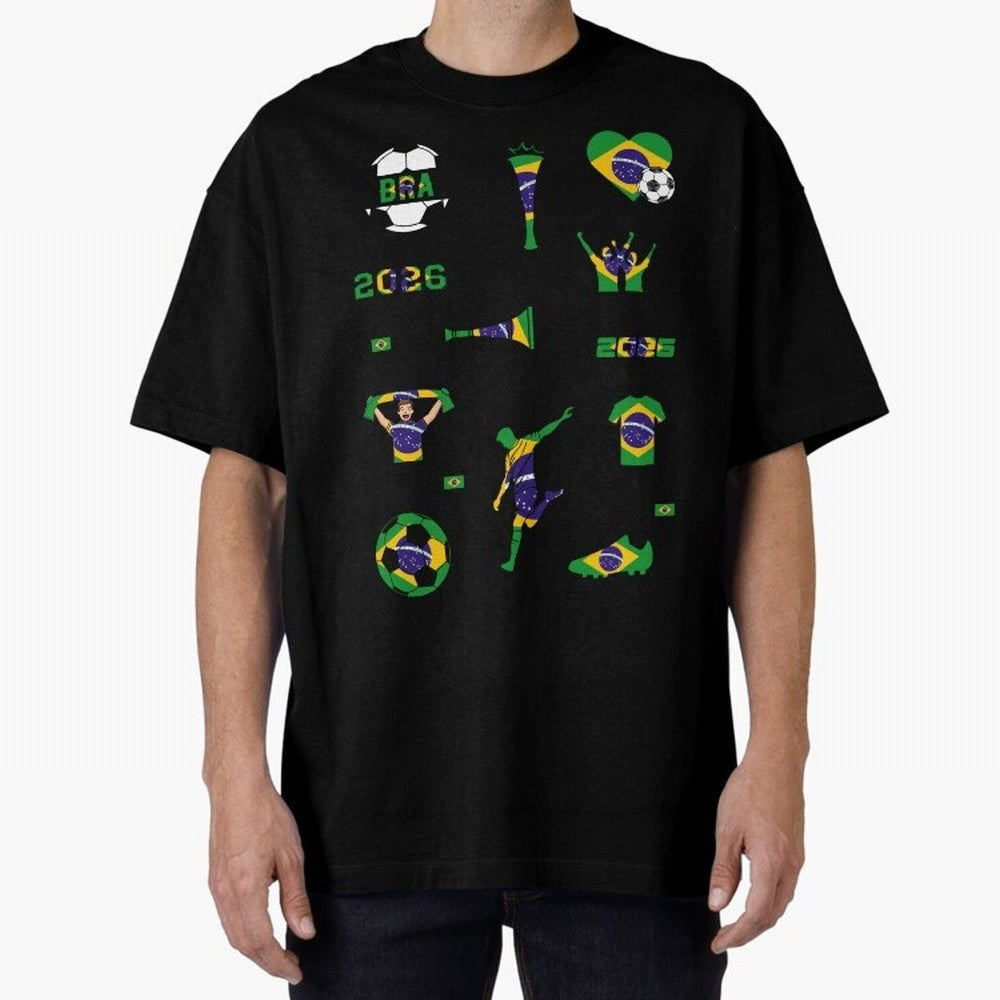 Brazil 2026 Soccer Collection Classic T-Shirt Feel Match Day Hype around FIFA World Cup 2026 USA Canada Mexico, Neymar, Portugal, Spain and Germany, Global Supporter Spirit, Legendary Goals, National Colors and Tournament Celebration; Ideal for