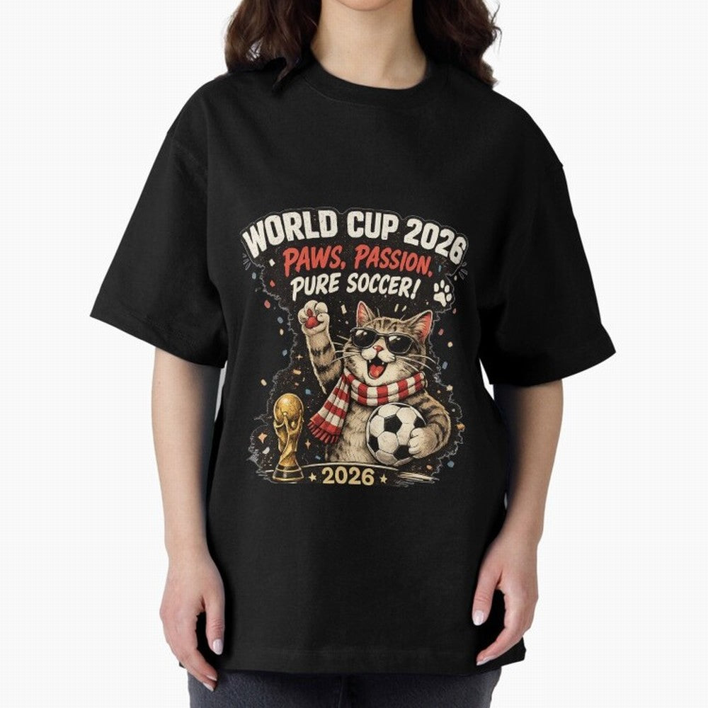 World Cup 2026 Funny Cat Soccer Retro Shirt Classic T-Shirt Carry the Dream of FIFA World Cup 2026 USA Canada Mexico for Fans of Messi, CR7 and Mbappe and Spain and Netherlands, Bringing Soccer Culture, Superstar Moments, National Team Dreams and