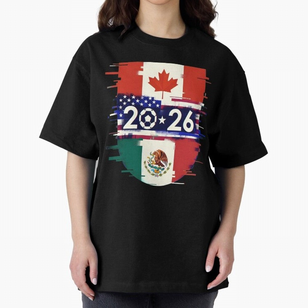 Glitched United 2026 - North America Emblem Cup Classic T-Shirt Keep Football History Alive during FIFA World Cup 2026 USA Canada Mexico Spirit, with Netherlands, Haaland, Tournament Hype, Historic Matchups, Family Viewing Parties and Global Sports
