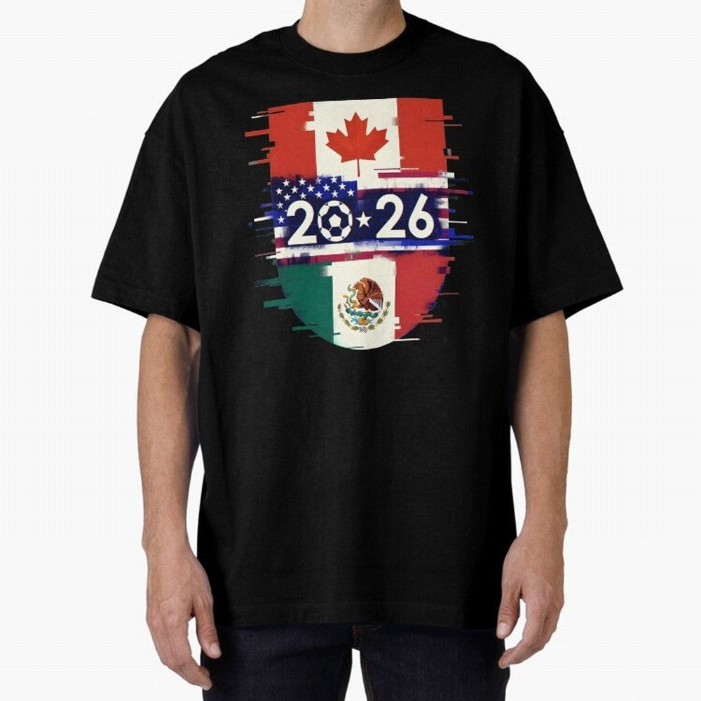 Glitched United 2026 - North America Emblem Cup Classic T-Shirt Keep Football History Alive during FIFA World Cup 2026 USA Canada Mexico Spirit, with Netherlands, Haaland, Tournament Hype, Historic Matchups, Family Viewing Parties and Global Sports