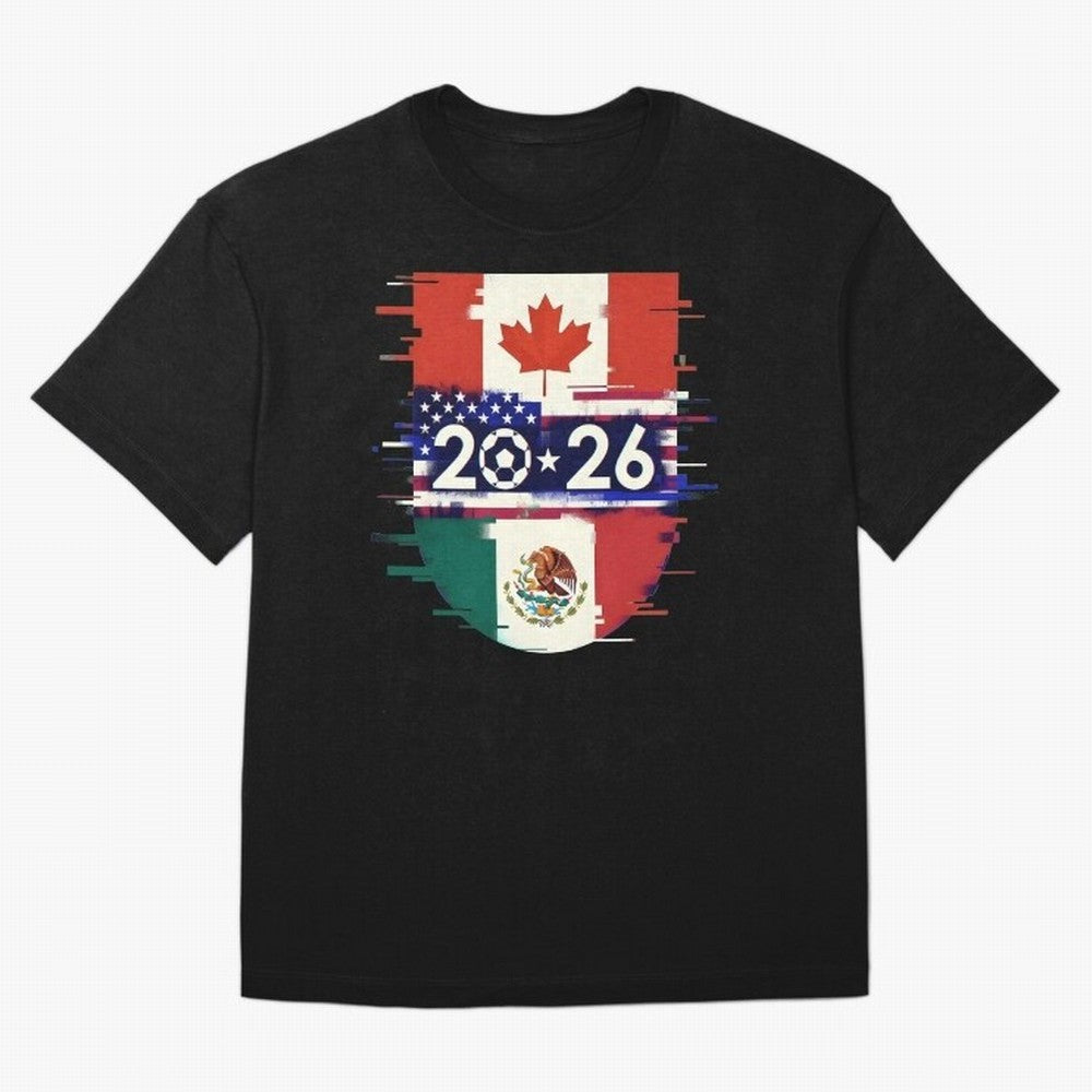 Glitched United 2026 - North America Emblem Cup Classic T-Shirt Keep Football History Alive during FIFA World Cup 2026 USA Canada Mexico Spirit, with Netherlands, Haaland, Tournament Hype, Historic Matchups, Family Viewing Parties and Global Sports