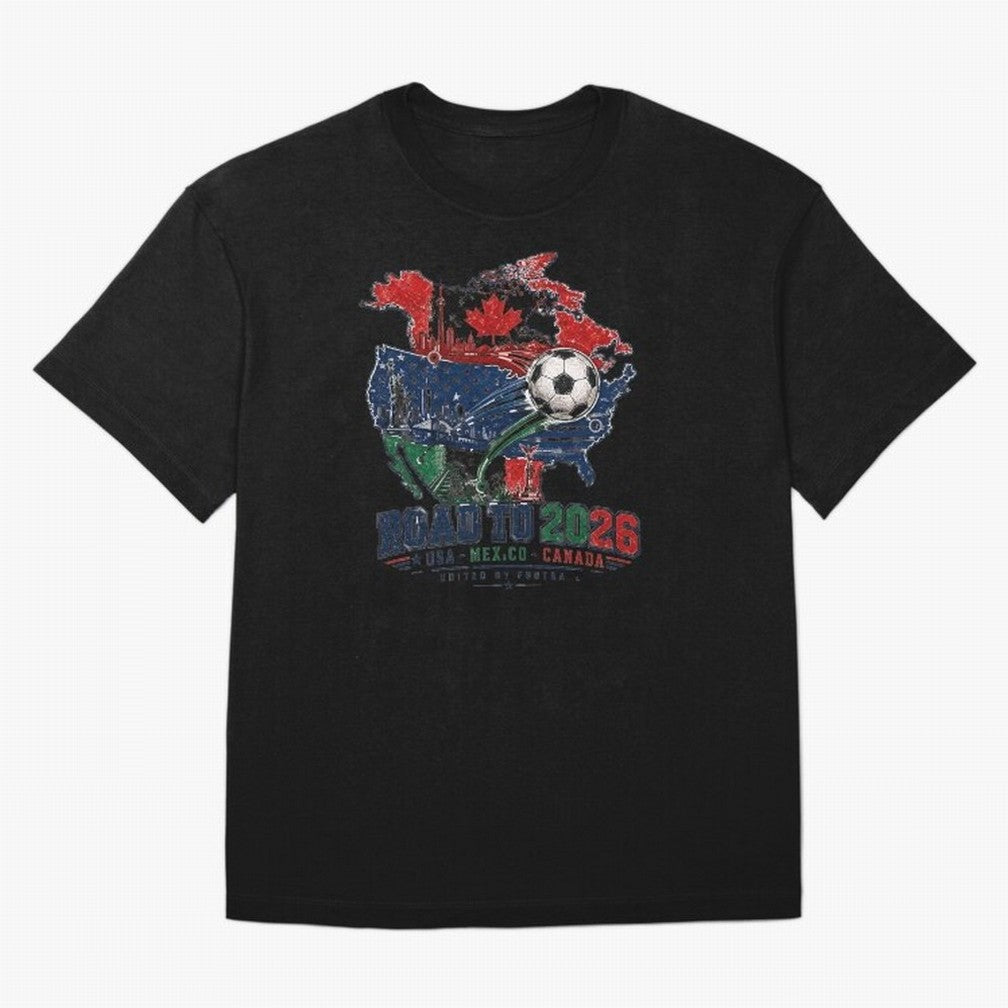 Road to 2026 USA Mexico Canada Soccer Badge Classic T-Shirt Follow FIFA World Cup 2026 Group Stage for Fans of Cristiano Ronaldo, Haaland and CR7 and Portugal, Spain and Germany, Bringing Classic Soccer Heritage, Championship Pressure, Fan Loyalty