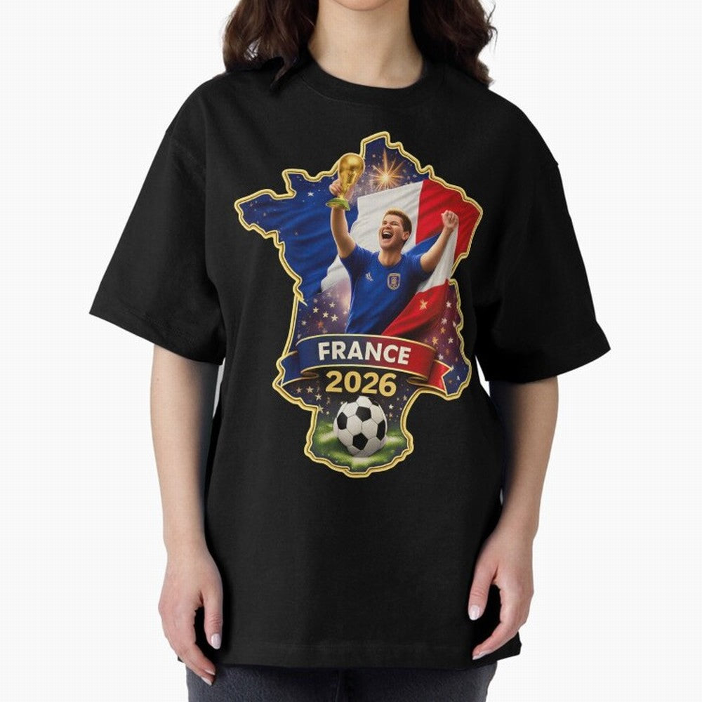 France Map Silhouette 2026 Football Victory Graphic Classic T-Shirt Showcase FIFA World Cup 2026 Group Stage for Fans of CR7 and France and Portugal, Bringing Retro Football Energy, Iconic Rivalries, Trophy Chase Drama and Stadium Atmosphere; Built