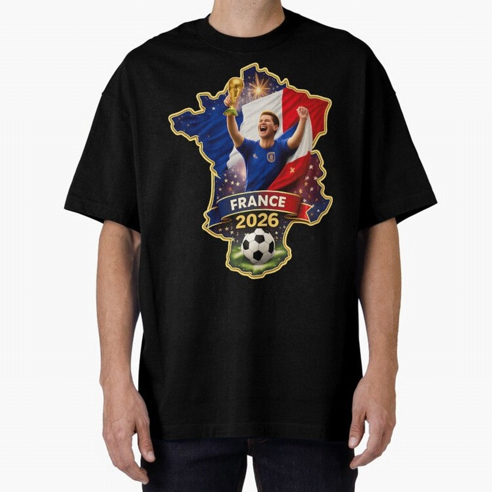 France Map Silhouette 2026 Football Victory Graphic Classic T-Shirt Showcase FIFA World Cup 2026 Group Stage for Fans of CR7 and France and Portugal, Bringing Retro Football Energy, Iconic Rivalries, Trophy Chase Drama and Stadium Atmosphere; Built
